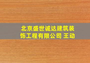 北京盛世诚达建筑装饰工程有限公司 王动